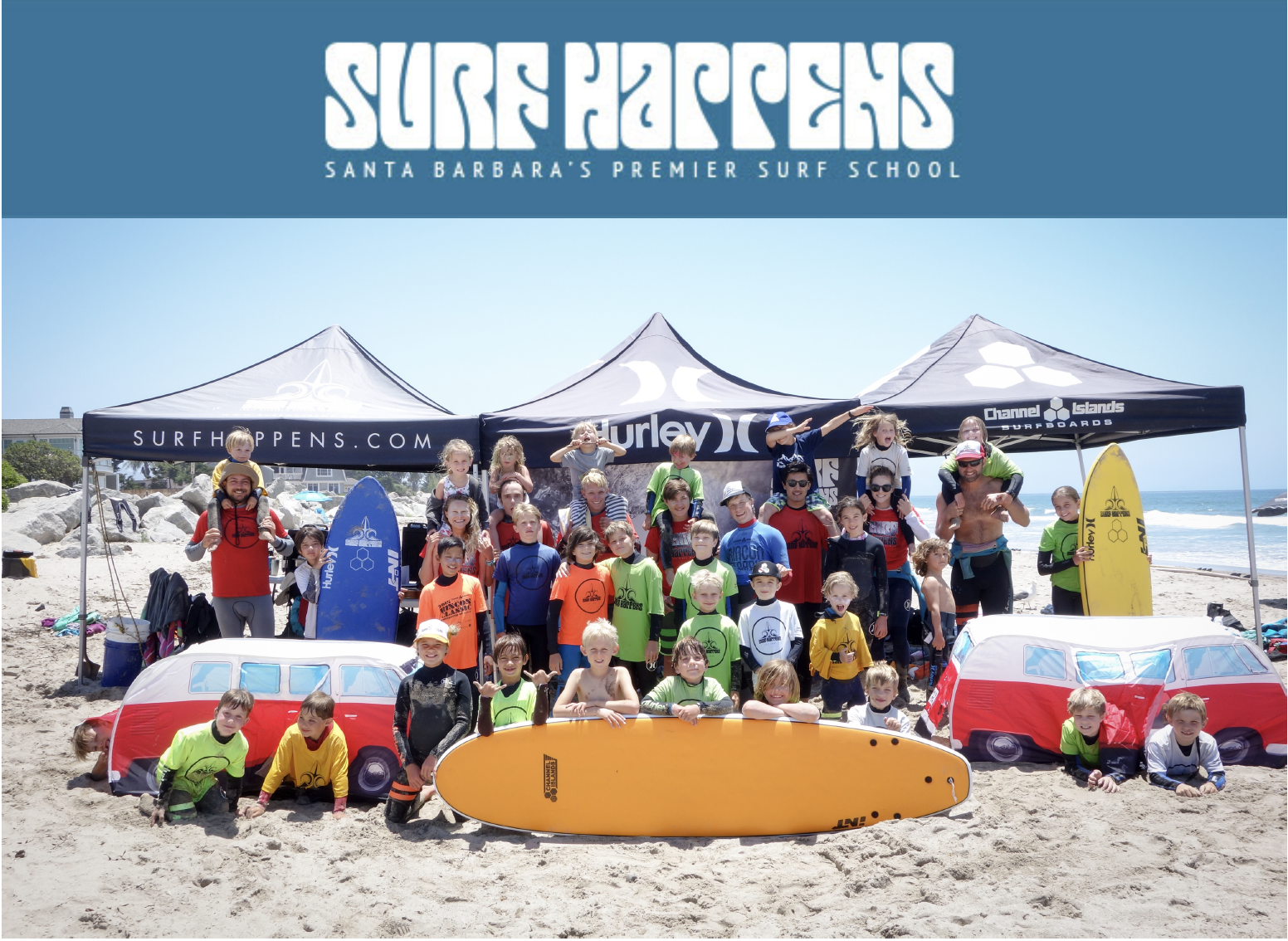 1 Day of Surf Happens Camp, Surf Happens hat, and WetChute Image