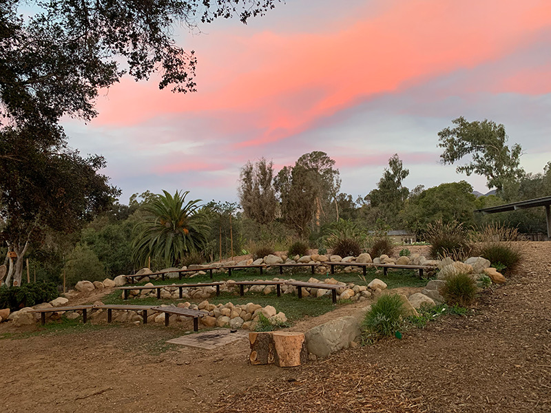 The Nature Lab amphitheater at sunset